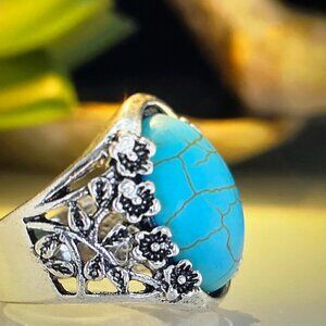 Ethnic Bohemian Retro Style Turquoise ring. Size 9